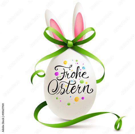 Frohe Ostern Bemaltes Osterei Und Osterhasen Ei Mit Kalligraphie Und