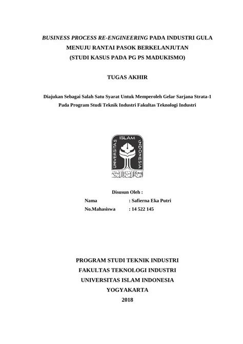 Pdf Business Process Re Engineering Pada Industri Gula Dokumen Tips