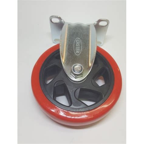 Jual Roda Pu Merah Double Bearing Medium Duty Caster Taiwan Plat