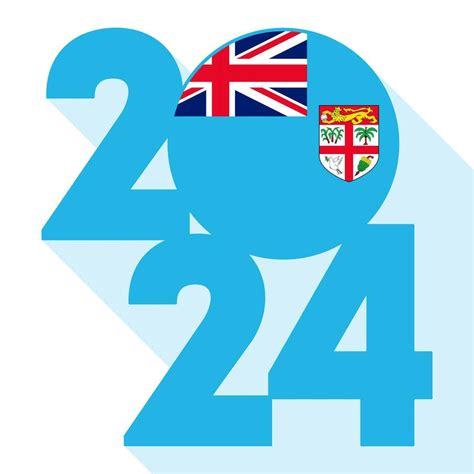 Happy New Year 2024, long shadow banner with Fiji flag inside. Vector illustration. 33887158 ...