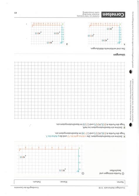 Arbeitsblatt Koordinatensystem Zeichnen Mathematik Raum Und Form