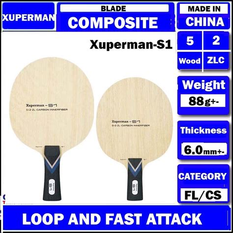 Xuperman S1 52 Zl Carbon Innerfiber Table Tennis Blade Ping Pong Kayu
