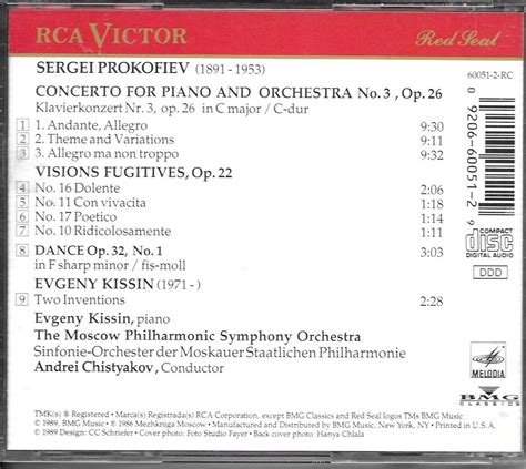 Cd Sergei Prokofiev Evgeny Kissin Moscow Philharmonic Orc Piano