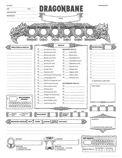 Dragonbane Character Sheet Eng Letter Greyscale Ms Remix Hosted At