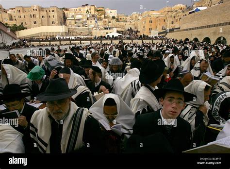 Jews Are Seen Praying At Western Wall In The Old City Of Jerusalem