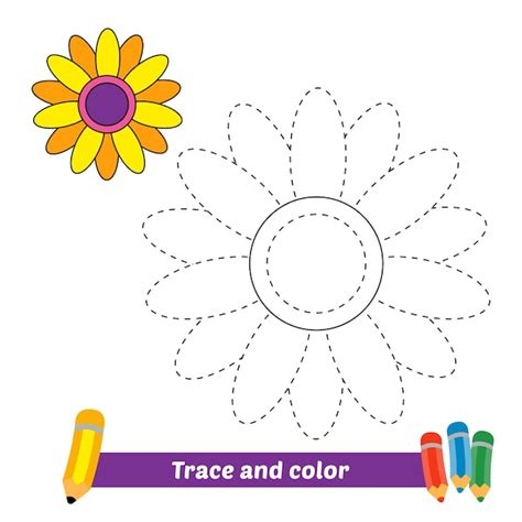 Premium Vector Trace And Color For Kids Flower Vector