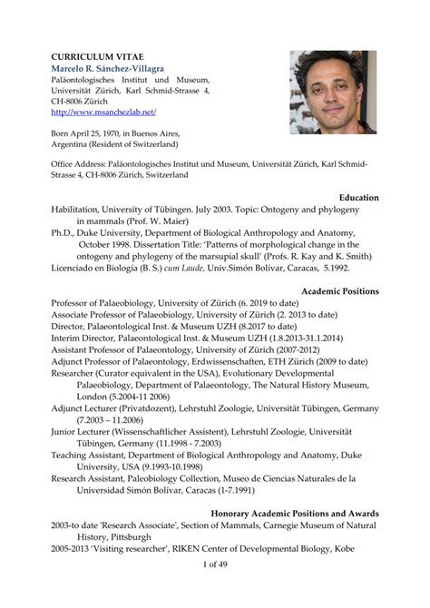 PDF CURRICULUM VITAE Marcelo R Sánchez Villagra 1 of 47 CURRICULUM