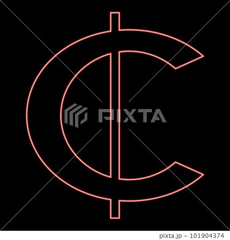 Neon Ghana Cedi Currency Symbol Money Sign Cash