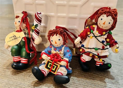 Vintage Danbury Mint Set Of 3 Raggedy Ann Andy Christmas Ornaments 3