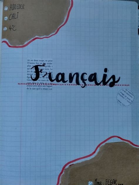 Id E Page De Garde Cahier Fran Ais School Book Covers Cover Pages