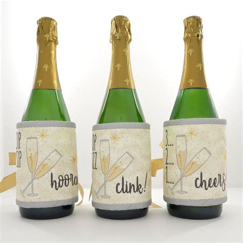 New Year S Champagne Bottle Cover Set Quilted Etsy Champagne