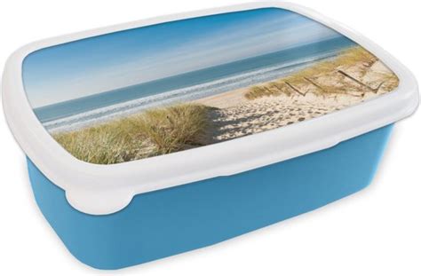 Broodtrommel Blauw Lunchbox Strand Zee Duin Zand Zomer