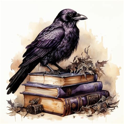 Premium AI Image | a drawing of a crow with a book titled raven on it.