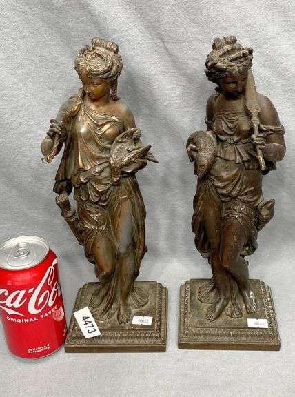 Pair Antique Bronzed Spelter Women Sculptures Dixon S Auction At Crumpton