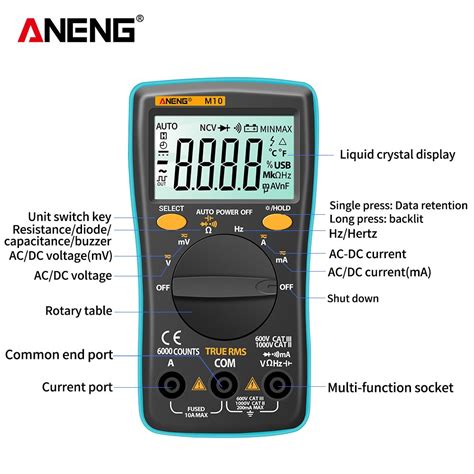 Aneng M Digital Multimeter Transistor Tester Ana Grandado