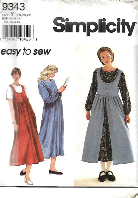 Simplicity 9343 Misses Easy Pullover Raised Waist Dress And Jumper