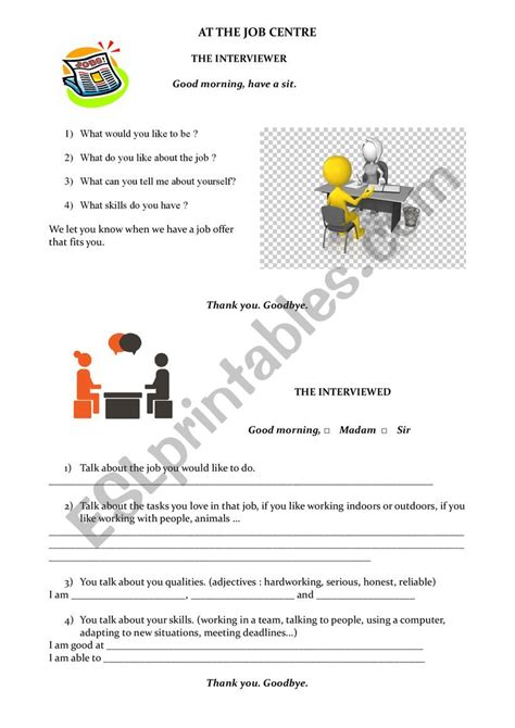 The Job Interview Esl Worksheet By Leturmy