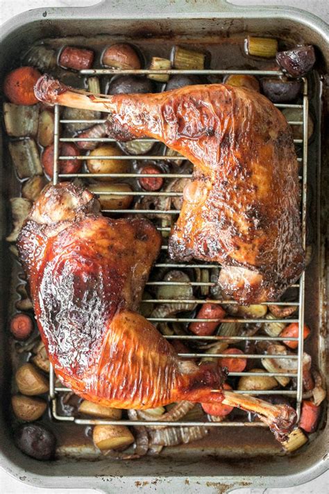 Roasted Turkey Legs With Vegetables Ahead Of Thyme