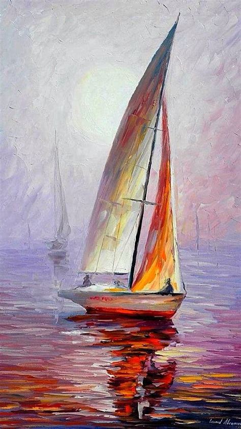 Leonid Afremov Peinture Peinture L Huile Sur Toile Peinture Bateau