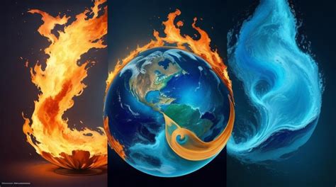 premium ai image earth fire water  air  harmonious collide
