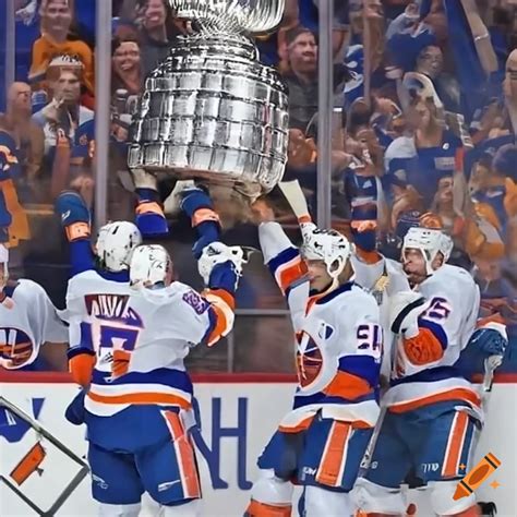 New York Islanders Celebrating Their Stanley Cup Victory On Craiyon