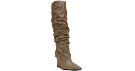 Steve Madden Distortion Knee-high Slouch Wedge Boots in Natural | Lyst