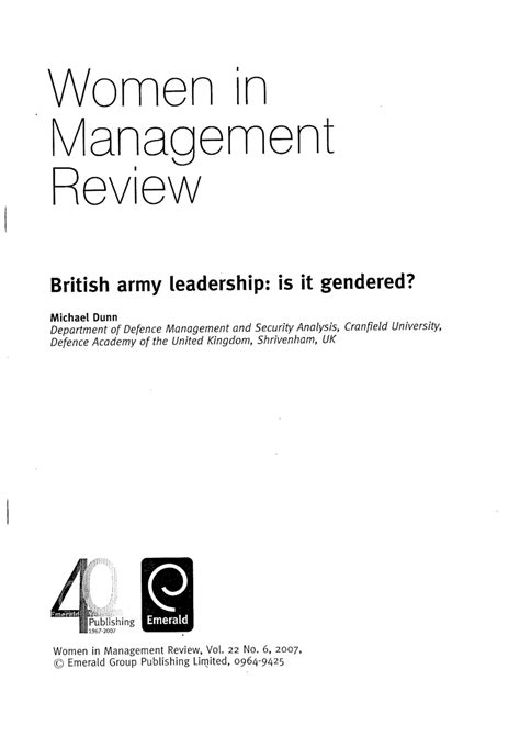 Pdf British Army Leadership Is It Gendered