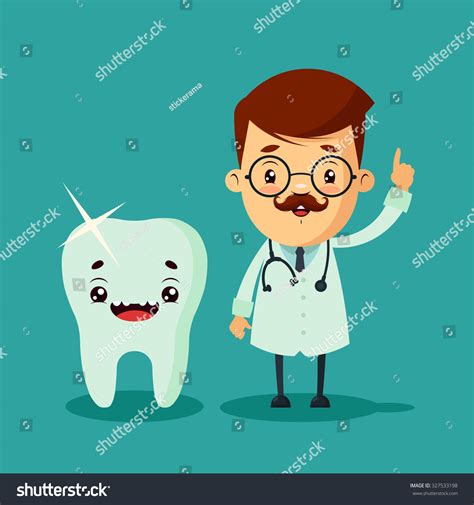 Cartoon Dentist Big Cute Tooth Colorful Stock Vector Royalty Free 327533198