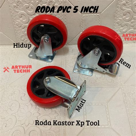 Jual Roda PVC 5 Inch Mati Hidup Rem Roda Kastor Troli Wheel Gerobak