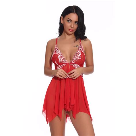 Mortilo Lingerie For Women Front Closure Lace V Neck Mesh Sleepwear