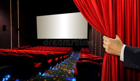 Cinema Screen With Red Curtains And Seats Stock Photo Image Of