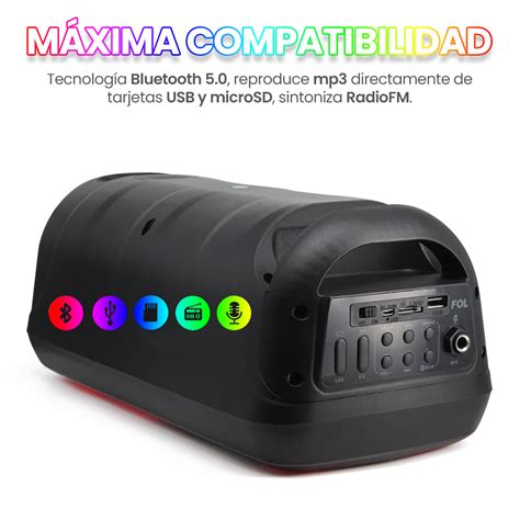 Fs Bt Bocina Port Til Bluetooth Bocinas Con Luz Frontal Fol M Xico