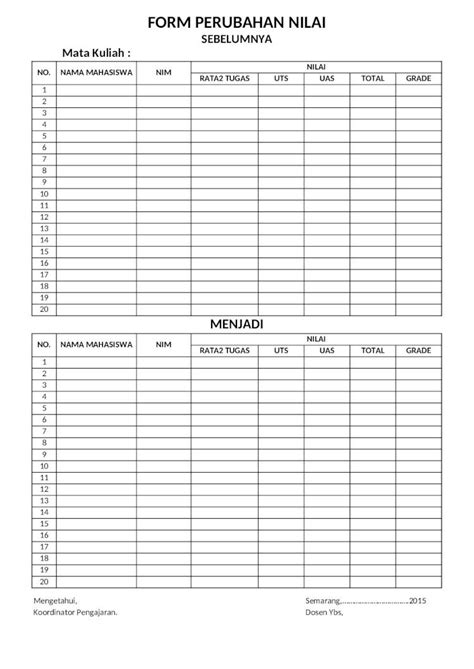 XLS Form Perubahan Nilai DOKUMEN TIPS