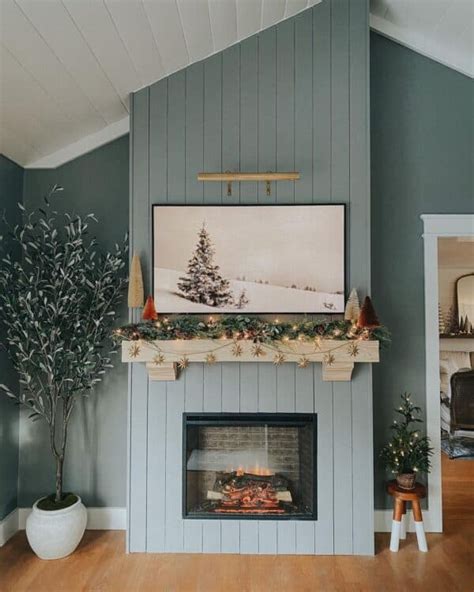 Muted Teal Vertical Shiplap Fireplace Soul Lane