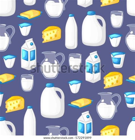 Milk Dairy Products Seamless Pattern Vector Stock Vector Royalty Free