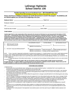 Fillable Online 2012 Flex Spending Form Pdf Fax Email Print PdfFiller