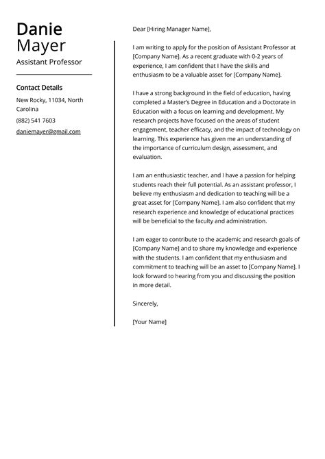 Assistant Professor Cover Letter Example For Skills Templates