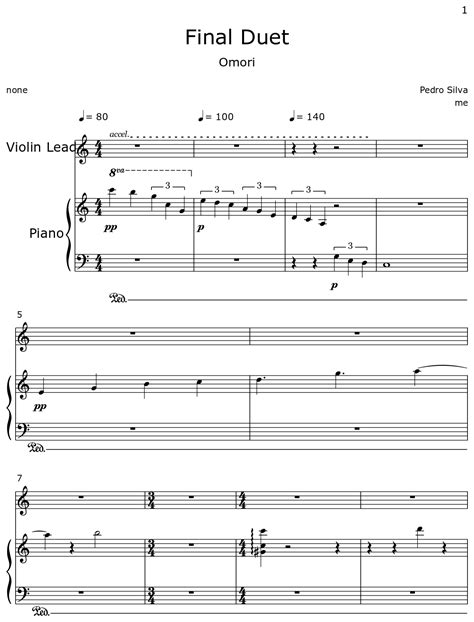 Final Duet Sheet Music For Violin Lead Piano