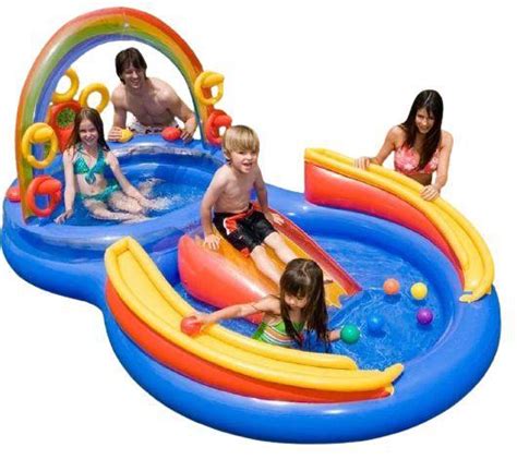 Piscina Infl Vel Playground Molhado Infantil Arco Ris Intex Piscina