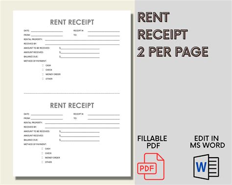 Landlord Rent Receipt Tenant Receipt Rent Payment Receipt Ms Word