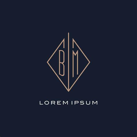 Monogram BM Logo With Diamond Rhombus Style Luxury Modern Logo Design