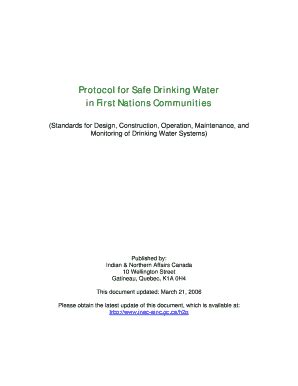 Fillable Online Protocol For Safe Drinking Water In First Nations