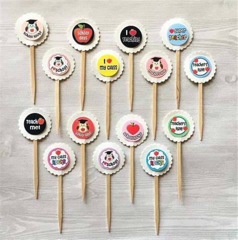 Teacher Appreciation Cupcake Toppers Set Of 15 Lulu Only Creations