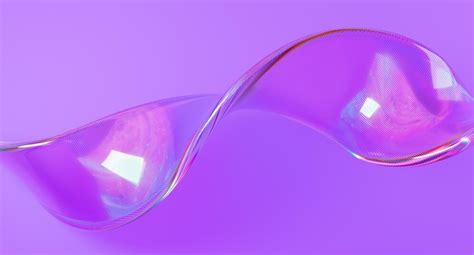 Premium Photo Wavy Glass Shape On Violet Background 3d Rendering