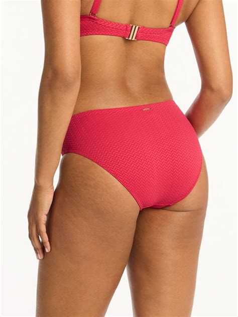 Sea Level Nouveau Mid Bikini Bottoms In Raspberry Sandpipers