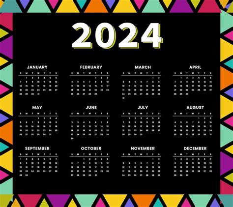 Modelo de calendario de 2024 Vector diseño mínimo sencillo Planificador