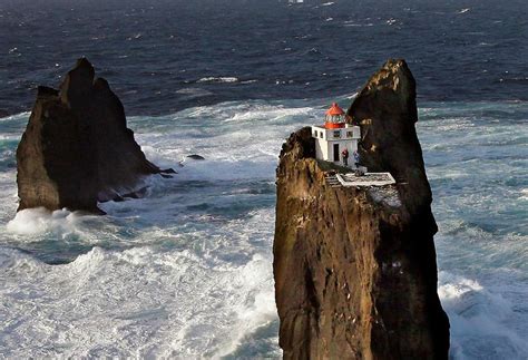 Incredible Location For A Lighthouse Perched On A Rock In Icelands