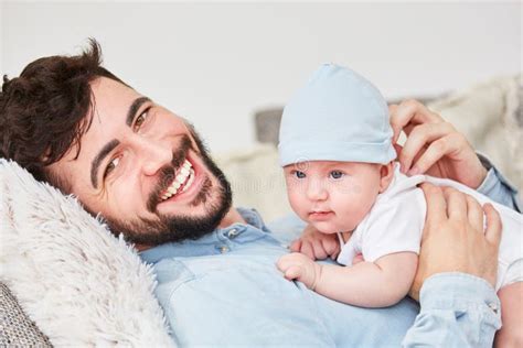 Laughing Father and His Little Baby Stock Photo - Image of hold, happy ...