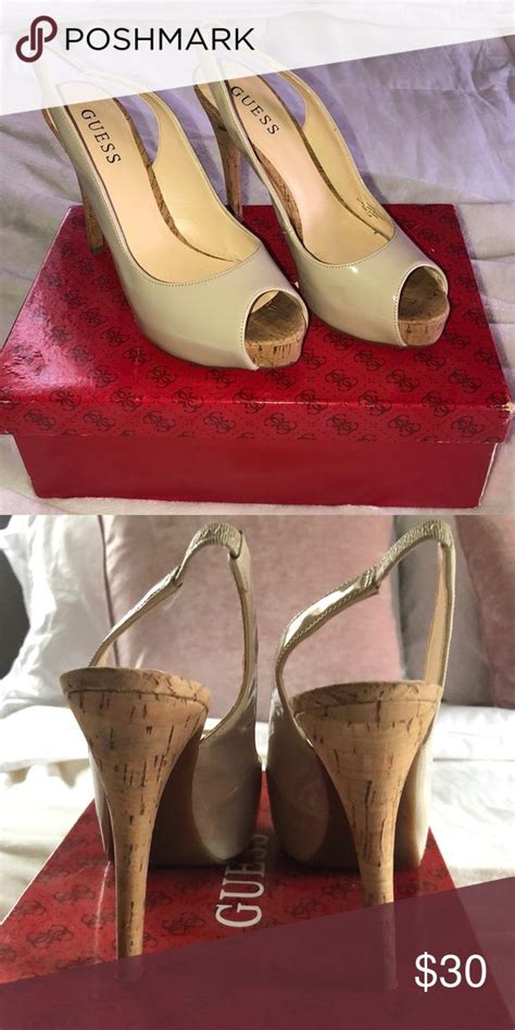 Guess Nude Slingback Pump W Cork Heel Slingback Pump Guess Shoes Heels Heels