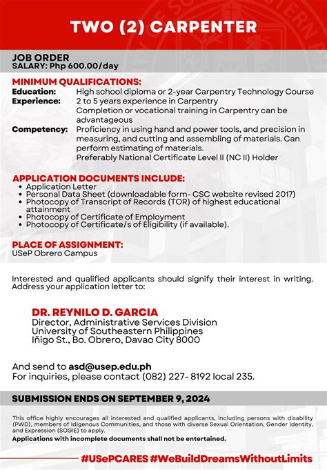 USeP Job Hiring USeP Is In Need Of Nine 9 Non Teaching Personnel For